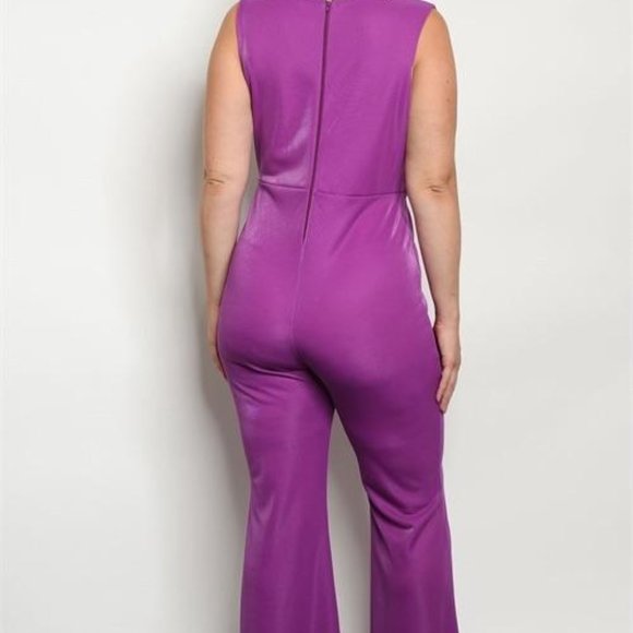 1X 14 16 Plus Size Purple Jumpsuit Romper - Picture 3 of 3